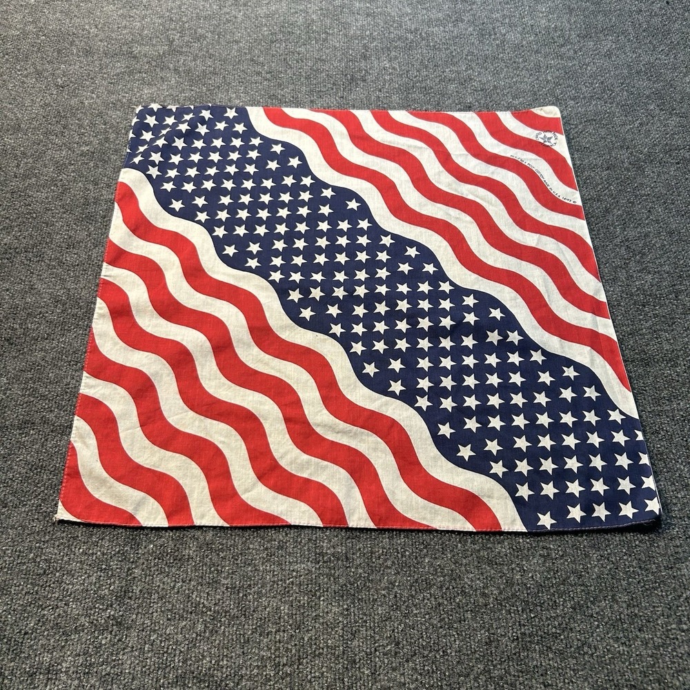 American Flag Geometric Print Bandana Cotton Made In The USA 20"x 20" New